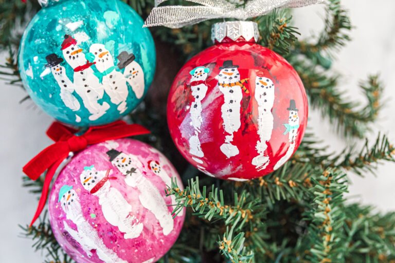DIY Snowman Handprint Keepsake Christmas Ornament